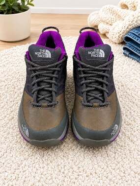 The North Face Brown Black Athletic Shoes with Purple Accents